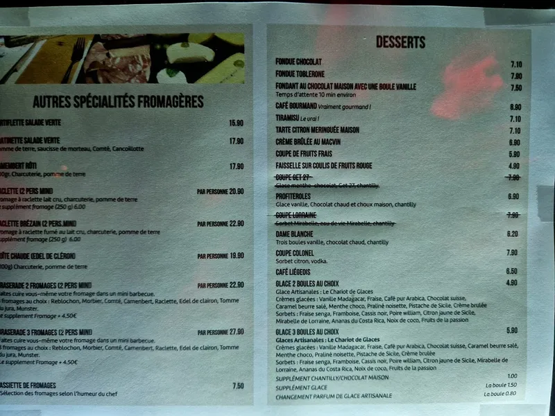 menu 0 of La Grange