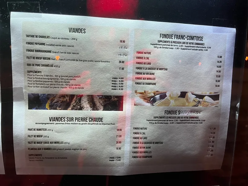 menu 2 of La Grange