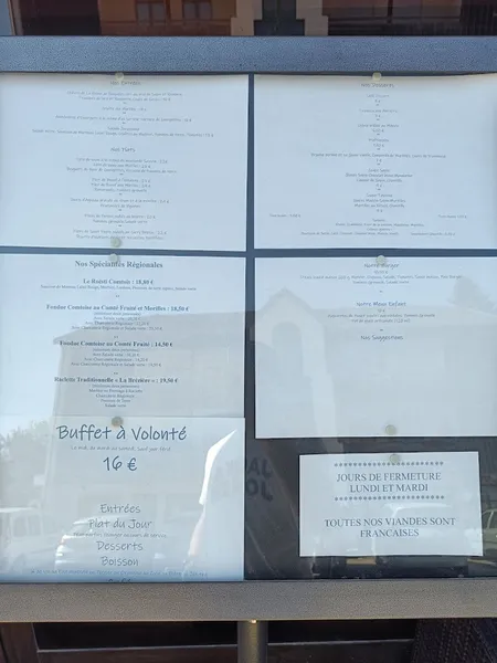 menu 0 of La Taverne Comtoise MÉTABIEF