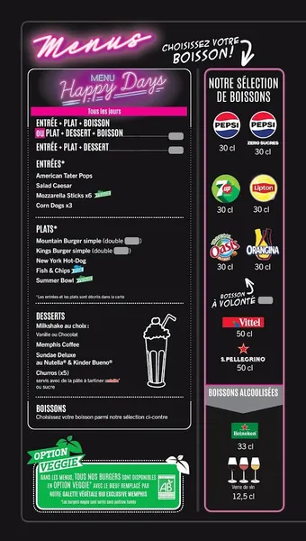 menu 2 of Memphis - Restaurant Diner