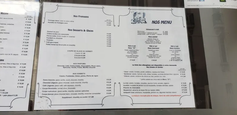 menu 1 of Ristorante Pizzeria Le 37