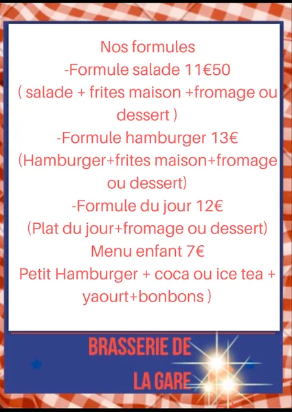 menu 2 of Brasserie de la Gare