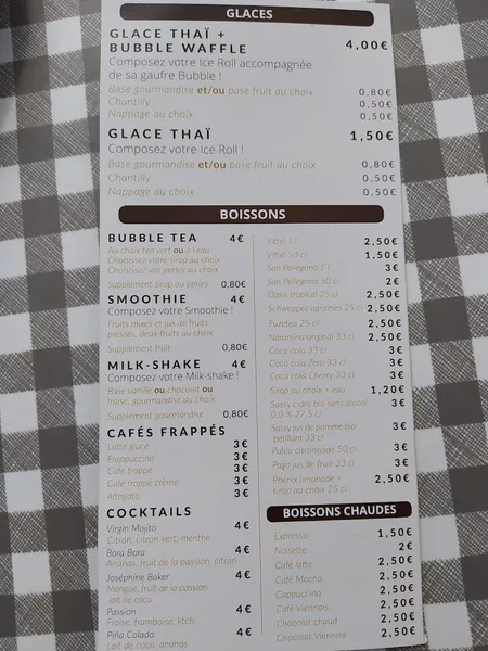 menu 0 of La Crêperie de la Verrerie