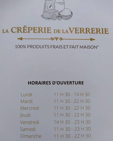 menu 1 of La Crêperie de la Verrerie