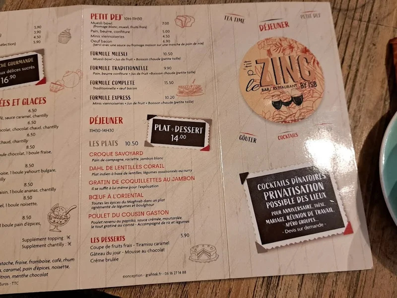 menu 0 of Le P'tit ZINC
