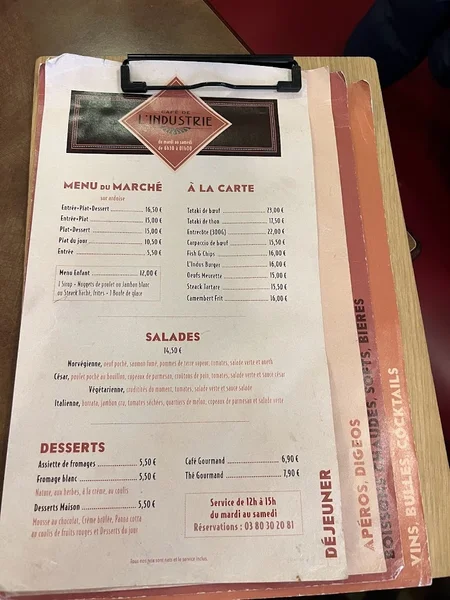 menu 1 of Café de l'Industrie