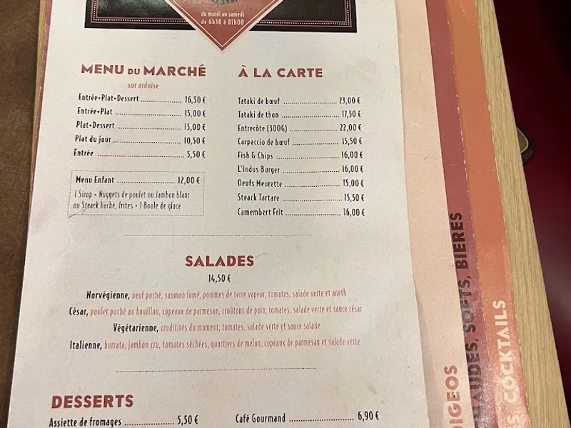 menu 1 of Café de l'Industrie