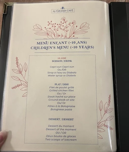 menu 0 of Bar Brasserie restaurant Au Grand Café Dijon