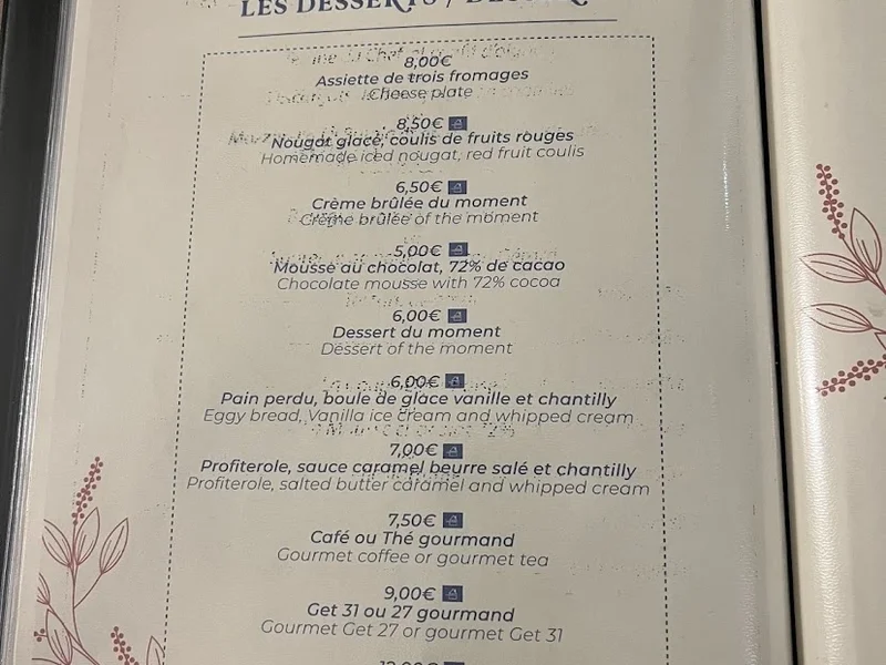 menu 1 of Bar Brasserie restaurant Au Grand Café Dijon