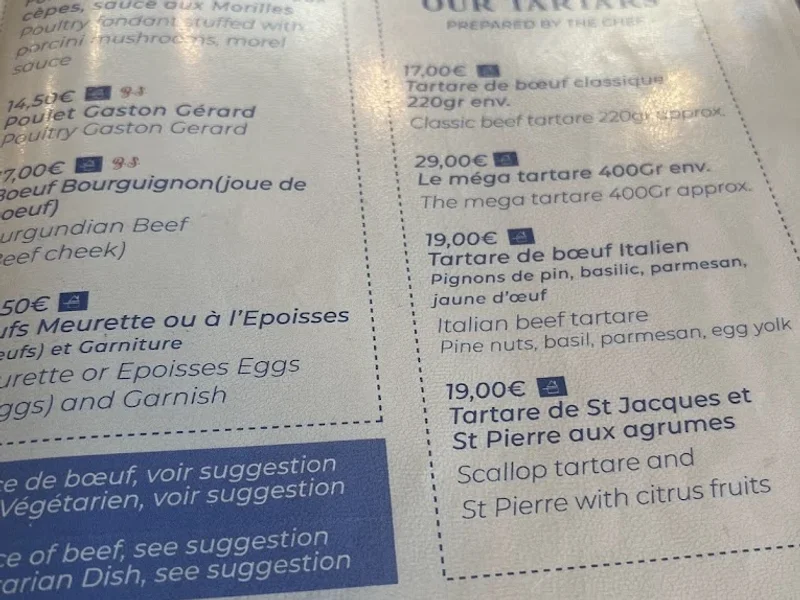 menu 2 of Bar Brasserie restaurant Au Grand Café Dijon