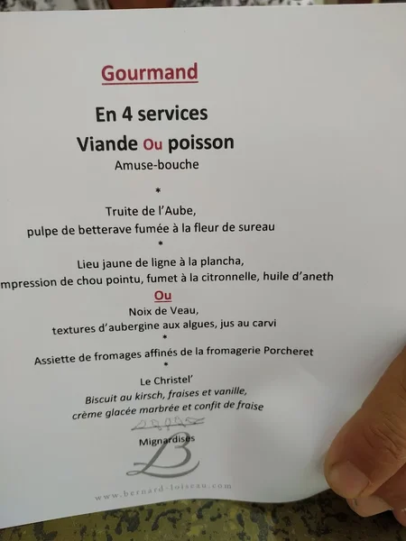 menu 0 of Loiseau des Ducs