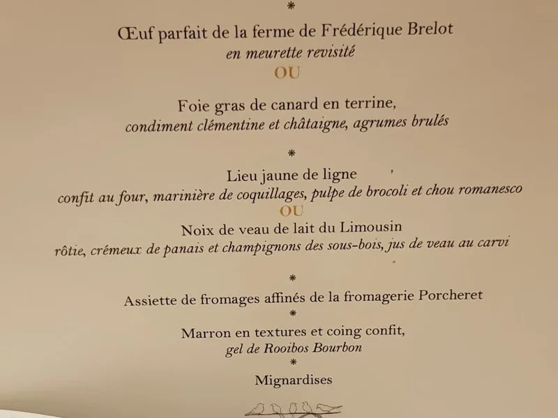 menu 1 of Loiseau des Ducs
