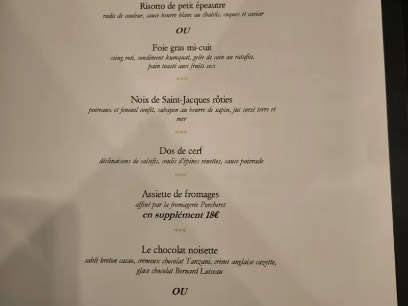 menu 2 of Loiseau des Ducs
