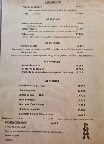 menu 0 of La guinguette du pirate