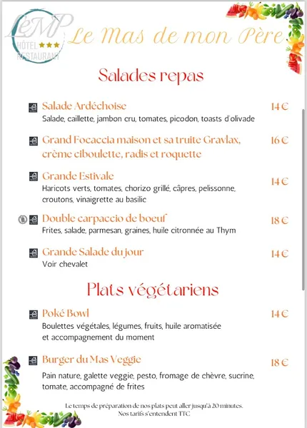 menu 0 of Restaurant LOGIS le Mas de mon Père