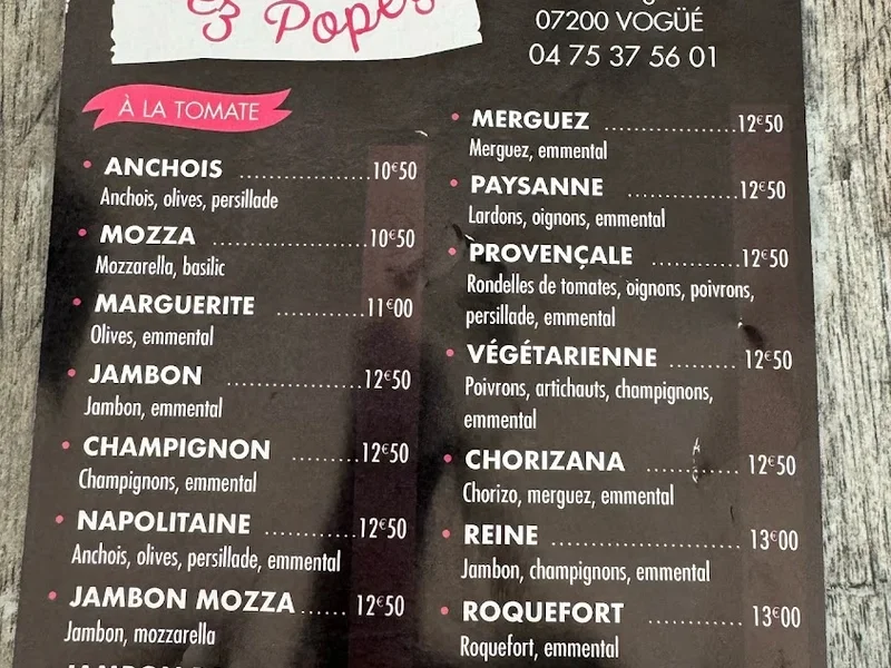 menu 1 of Chez Popeye