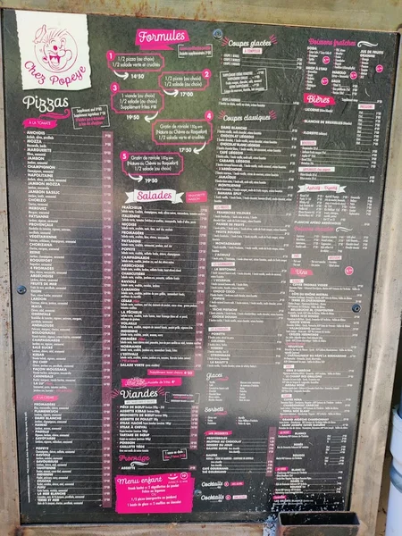 menu 2 of Chez Popeye