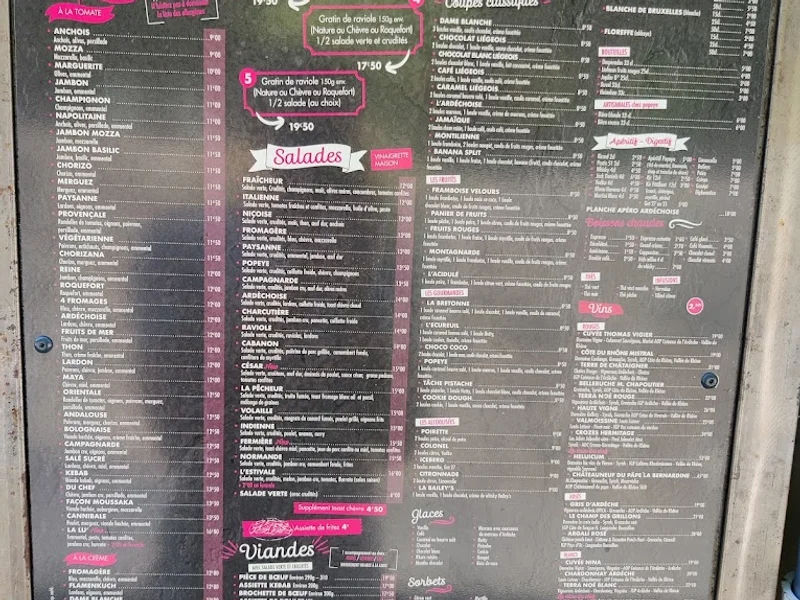 menu 2 of Chez Popeye