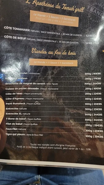 menu 0 of Tomah’Grill