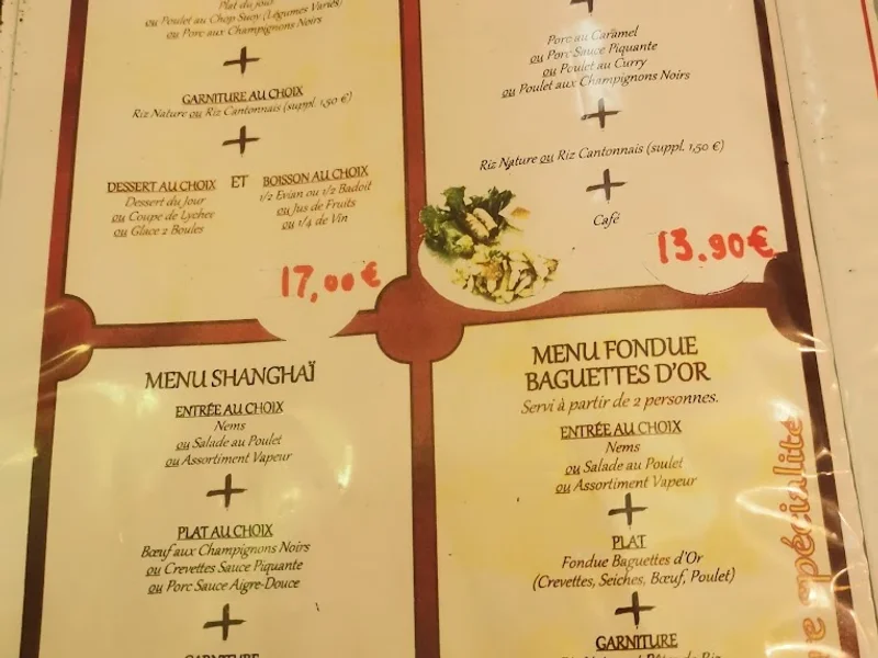 menu 0 of Aux Baguettes d'Or