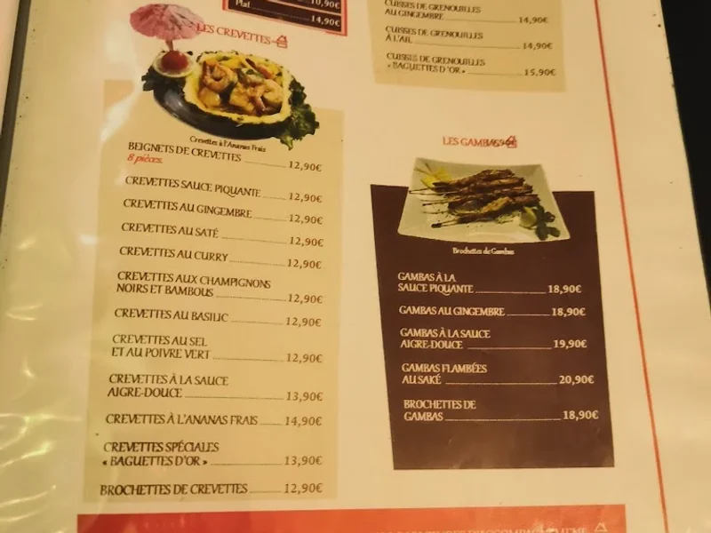 menu 2 of Aux Baguettes d'Or