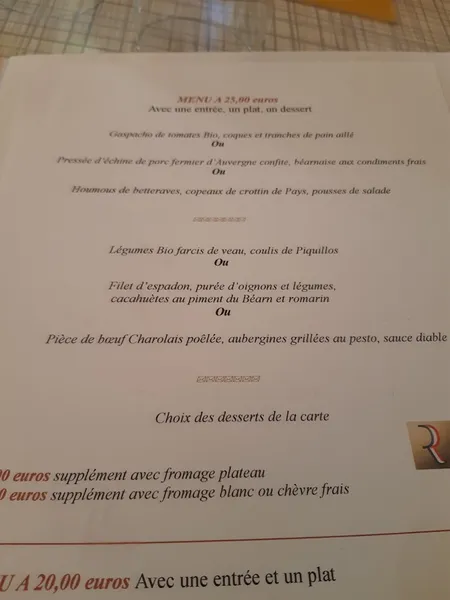 menu 0 of Restaurant Le Bengy