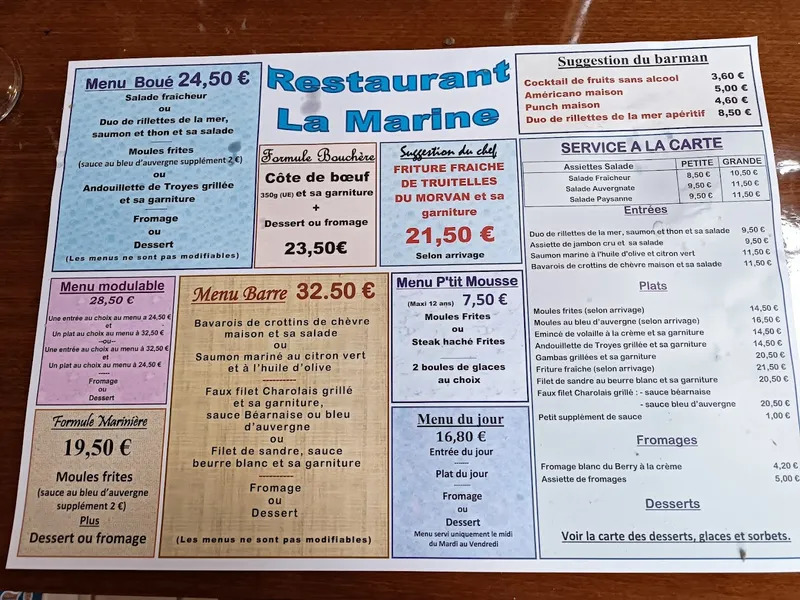 menu 0 of La Marine