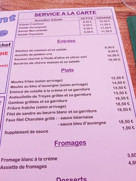 menu 2 of La Marine