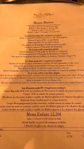 menu 1 of Bistro Ma Bourgogne