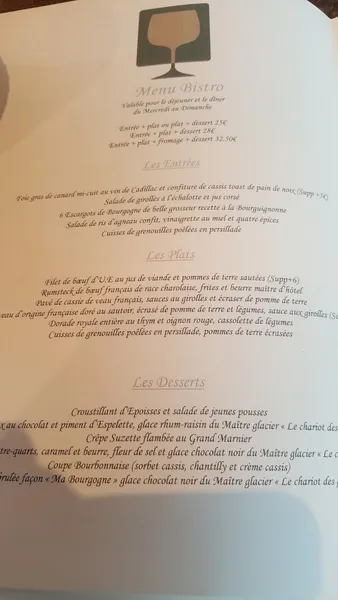 menu 2 of Bistro Ma Bourgogne