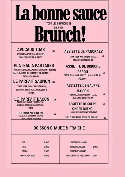 menu 2 of LA BONNE SAUCE