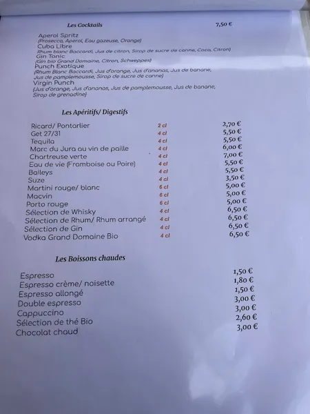 menu 1 of Restaurant La Cargaison