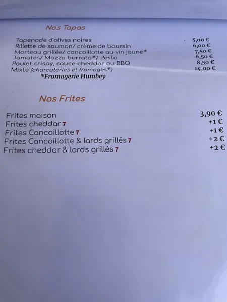 menu 2 of Restaurant La Cargaison