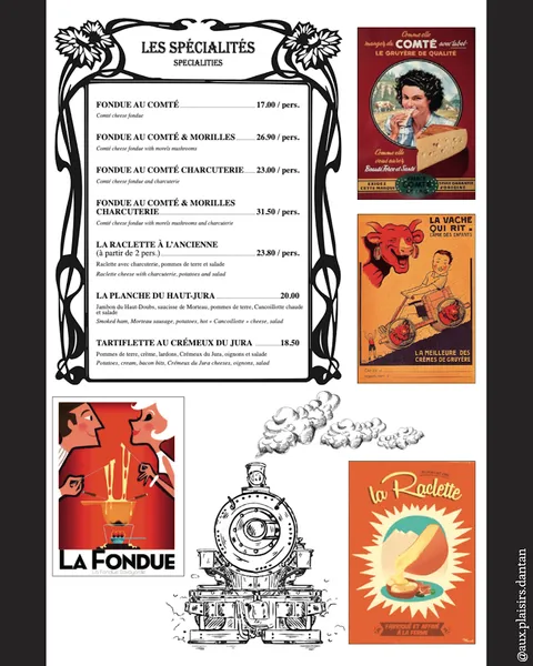 menu 2 of Aux Plaisirs d'Antan