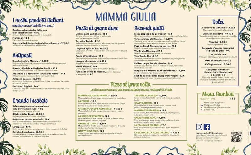 menu 0 of Mamma Giulia