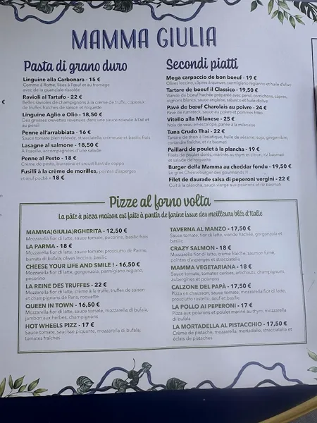 menu 2 of Mamma Giulia