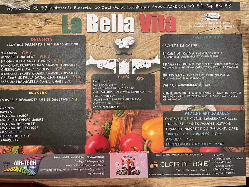 menu 1 of La Bella Vita (Cuisine italienne)