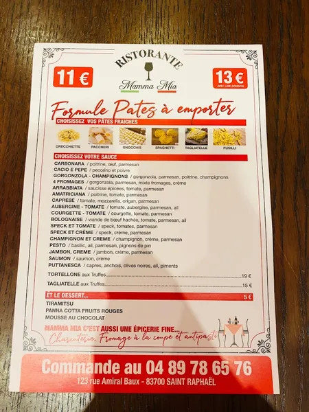 menu 0 of Mamma Mia Ristorante
