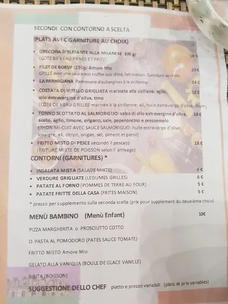 menu 1 of Gran Caffè Ristorante Amore Mio Tradizione Italiana