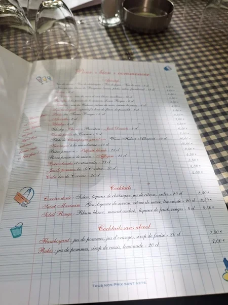 menu 2 of Le Cantou
