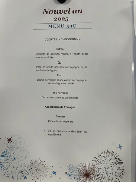 menu 1 of Chez cousin