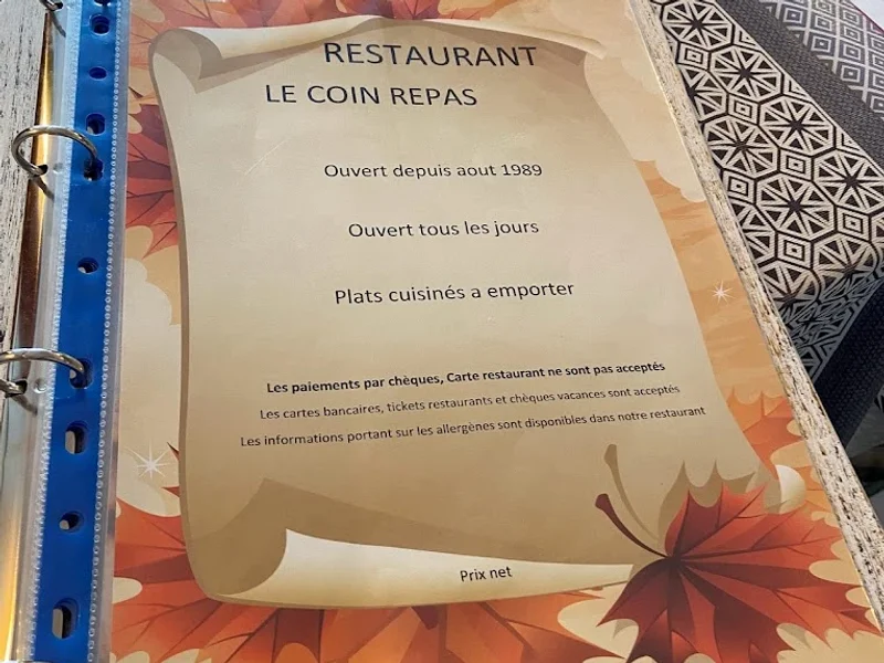 menu 1 of Le Coin Repas