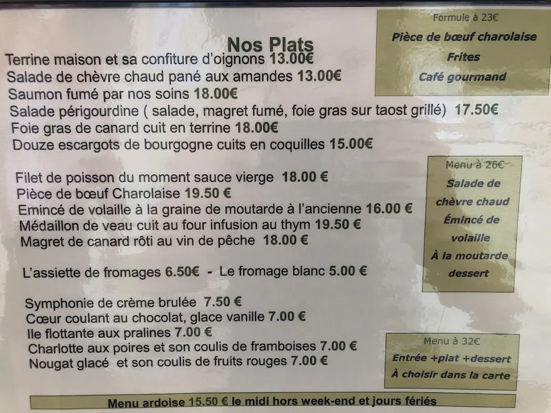 menu 0 of Restaurant L'envolée