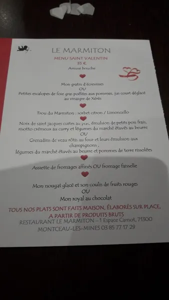 menu 1 of Sarl Le Marmiton