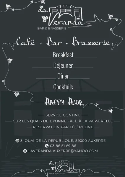 menu 2 of La Véranda