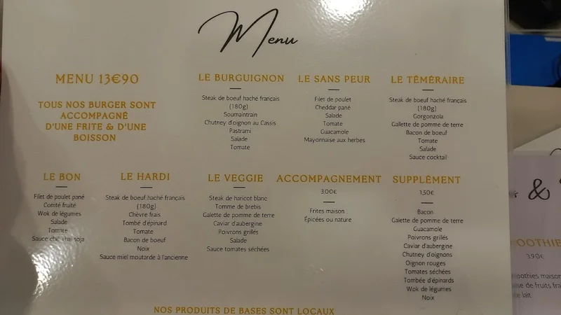 menu 2 of Le Burguignon