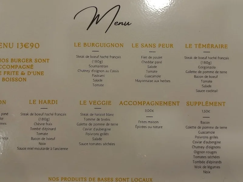 menu 2 of Le Burguignon