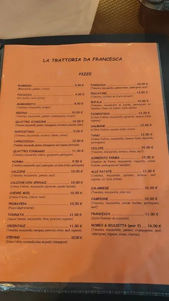 menu 0 of La Trattoria da Francesca