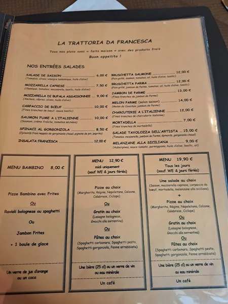 menu 1 of La Trattoria da Francesca