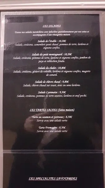 menu 1 of Le Chalet